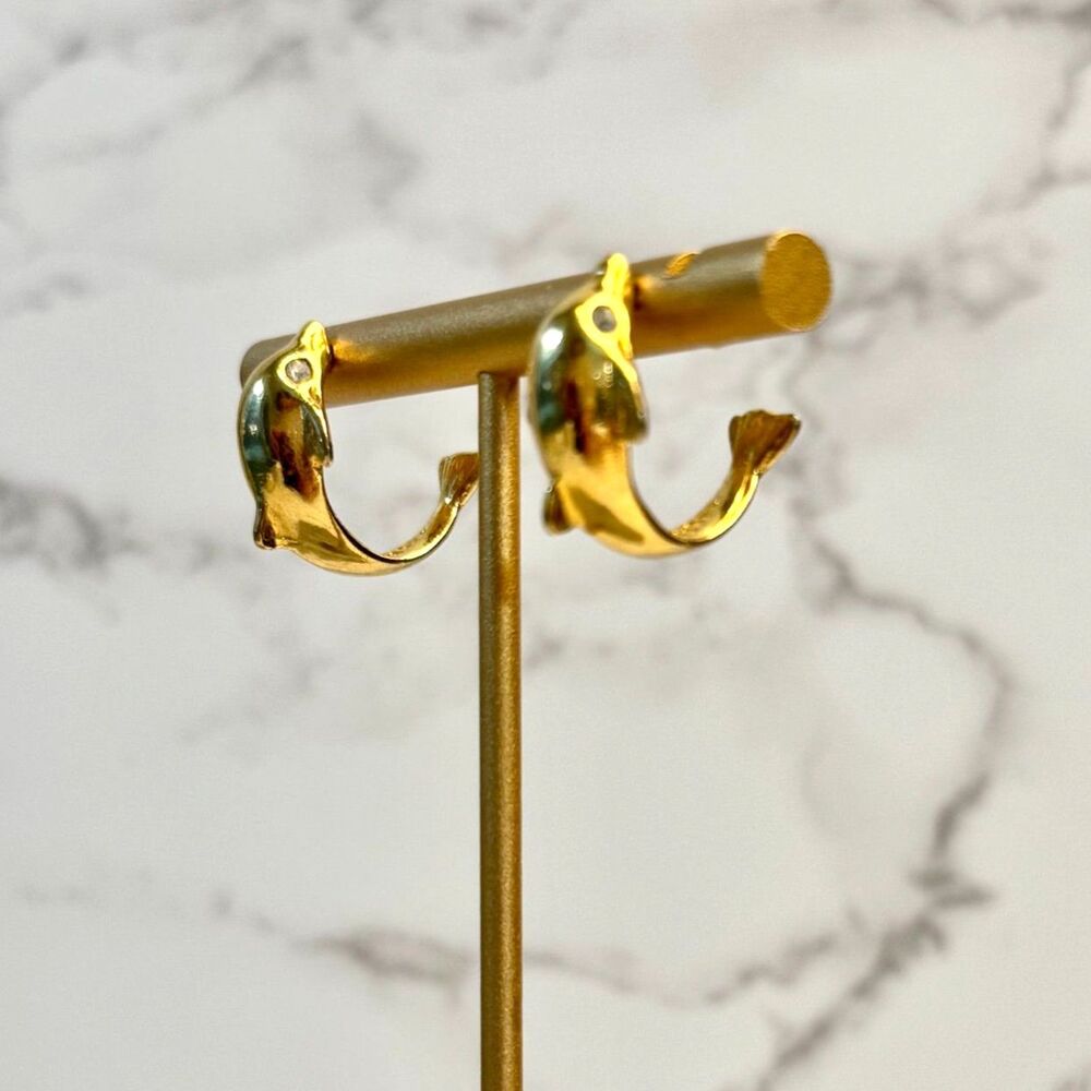 Funky Goldtone Dolphin Earrings